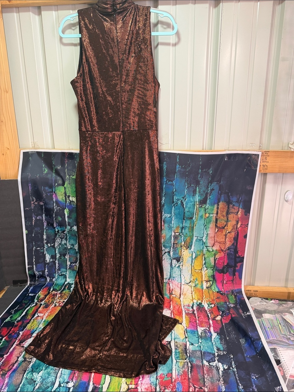 Shimmering Copper High-Slit Gown - Picture 4 of 4